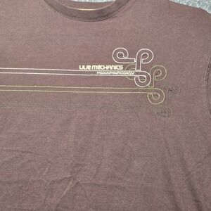 Vintage Y2K Live Mechanics Men's XL Brown Graphic Tee Streetwear Leather Patch
